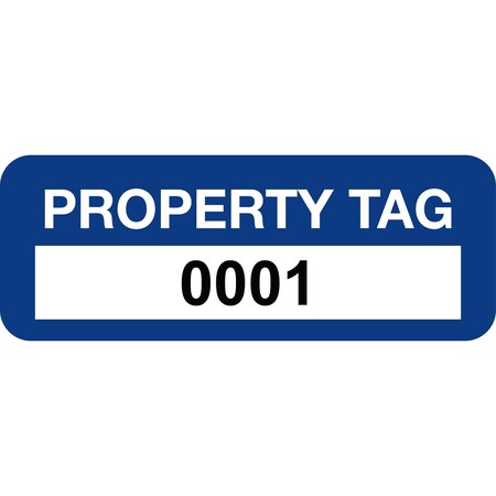 Lustre-Cal Property ID Label PROPERTY TAG Polyester Dark Blue 2in x 0.75in Serialized 0001-0100, 100PK 253744Pe1Bd0001